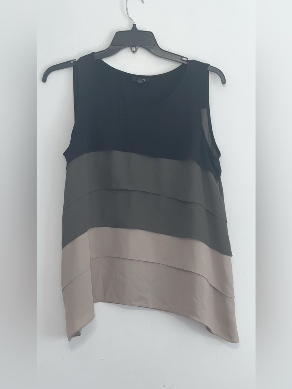 Alfani Layered Sleeveless Colorblock Top - Black, Gray, Taupe